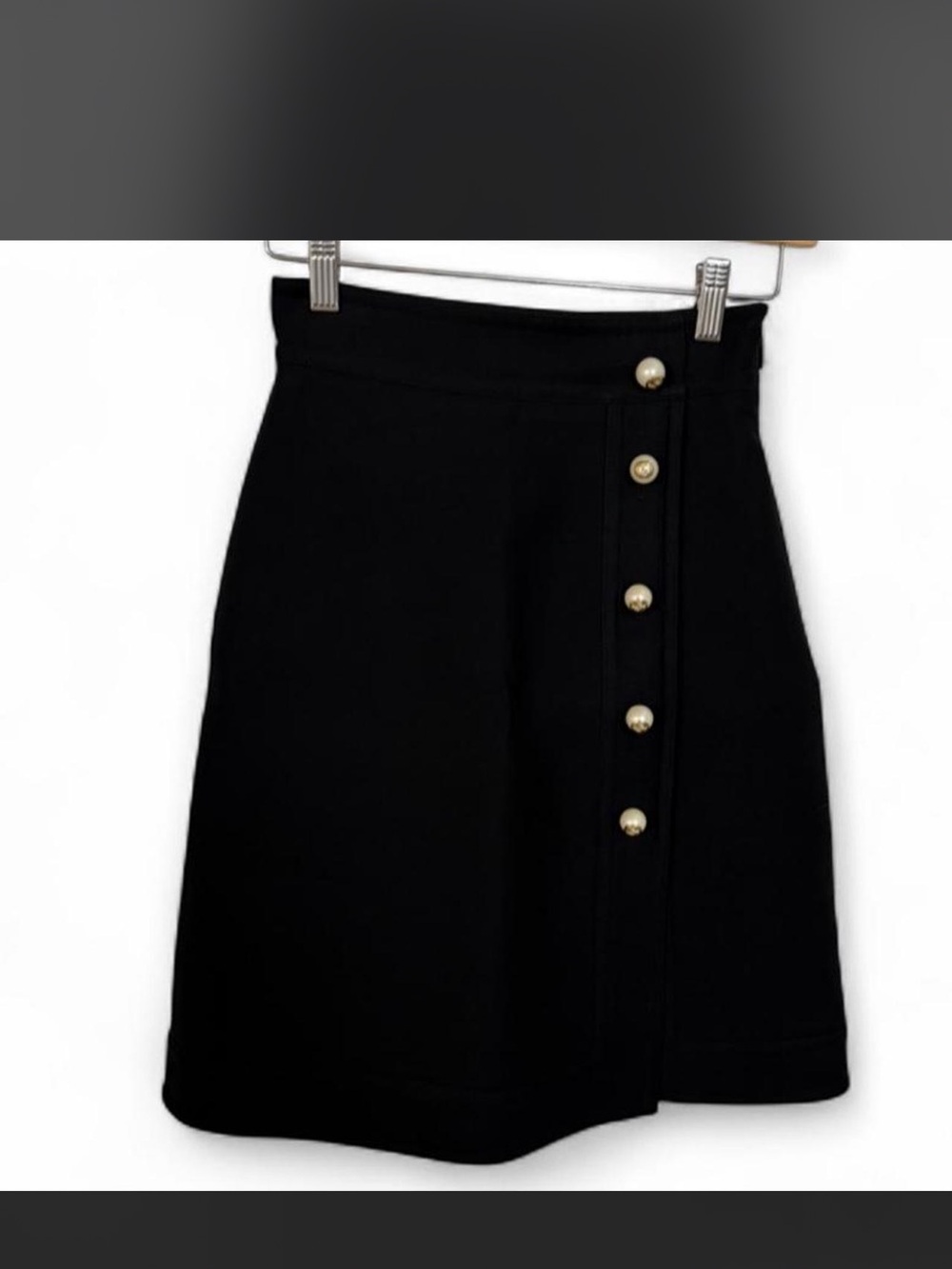 Gucci Black A-Line Skirt with Gold Buttons
